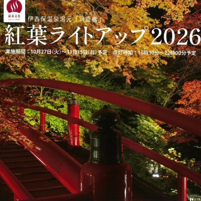 伊香保温泉 紅葉 河鹿橋ライトアップ10月27日～